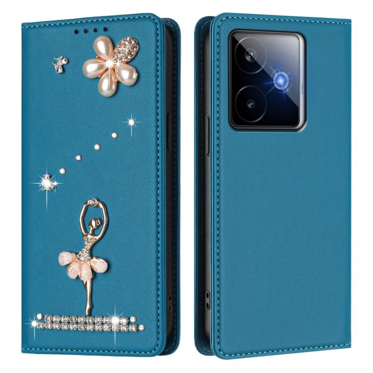 For Realme GT 7 5G Global Ballet Girl Diamond Studded RFID Vegan Leather Phone Case