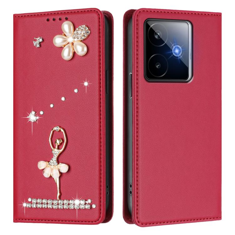 For Realme GT 7 5G Global Ballet Girl Diamond Studded RFID Vegan Leather Phone Case