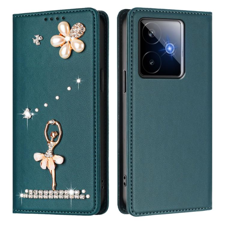 For Realme GT 7 5G Global Ballet Girl Diamond Studded RFID Vegan Leather Phone Case