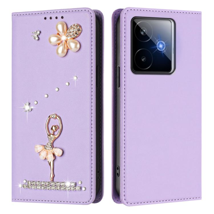 For Realme GT 7 5G Global Ballet Girl Diamond Studded RFID Vegan Leather Phone Case