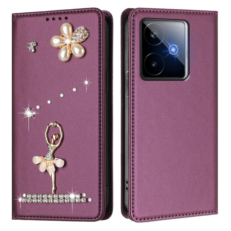For Realme GT 7 5G Global Ballet Girl Diamond Studded RFID Vegan Leather Phone Case