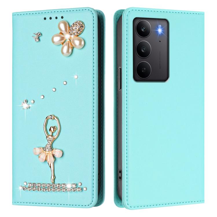 For Realme C75 4G Global / P3x 5G Ballet Girl Diamond Studded RFID Vegan Leather Phone Case