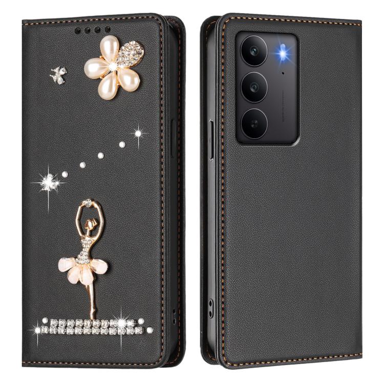 For Realme C75 4G Global / P3x 5G Ballet Girl Diamond Studded RFID Vegan Leather Phone Case