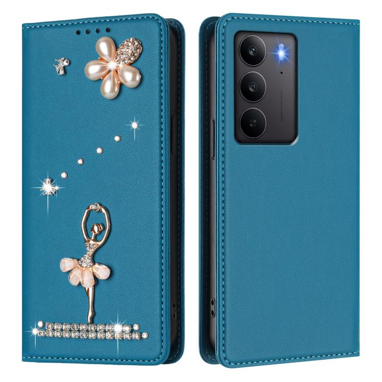 For Realme C75 4G Global / P3x 5G Ballet Girl Diamond Studded RFID Vegan Leather Phone Case