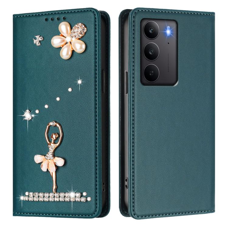 For Realme C75 4G Global / P3x 5G Ballet Girl Diamond Studded RFID Vegan Leather Phone Case