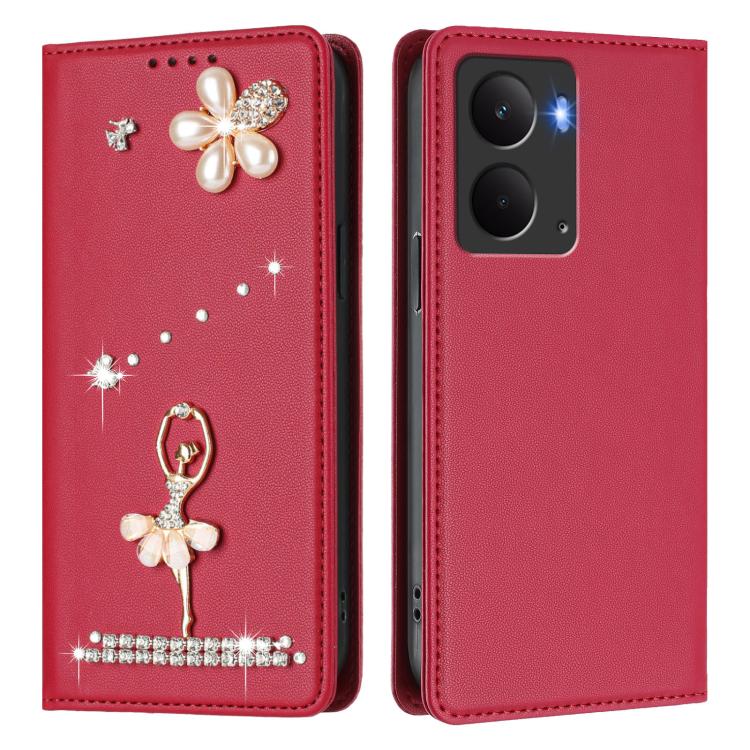 For Realme 14 5G Global / P3 5G Global Ballet Girl Diamond Studded RFID Vegan Leather Phone Case