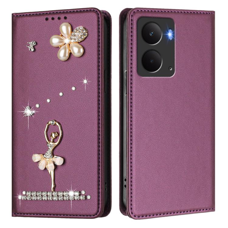 For Realme 14 5G Global / P3 5G Global Ballet Girl Diamond Studded RFID Vegan Leather Phone Case