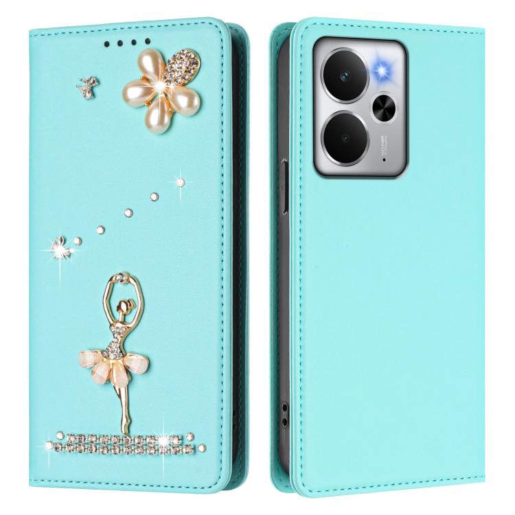 For Realme 13 Pro 5G Global Ballet Girl Diamond Studded RFID Vegan Leather Phone Case