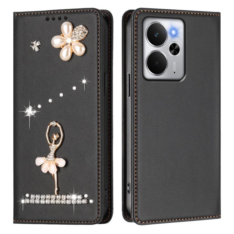 For Realme 13 Pro 5G Global Ballet Girl Diamond Studded RFID Vegan Leather Phone Case