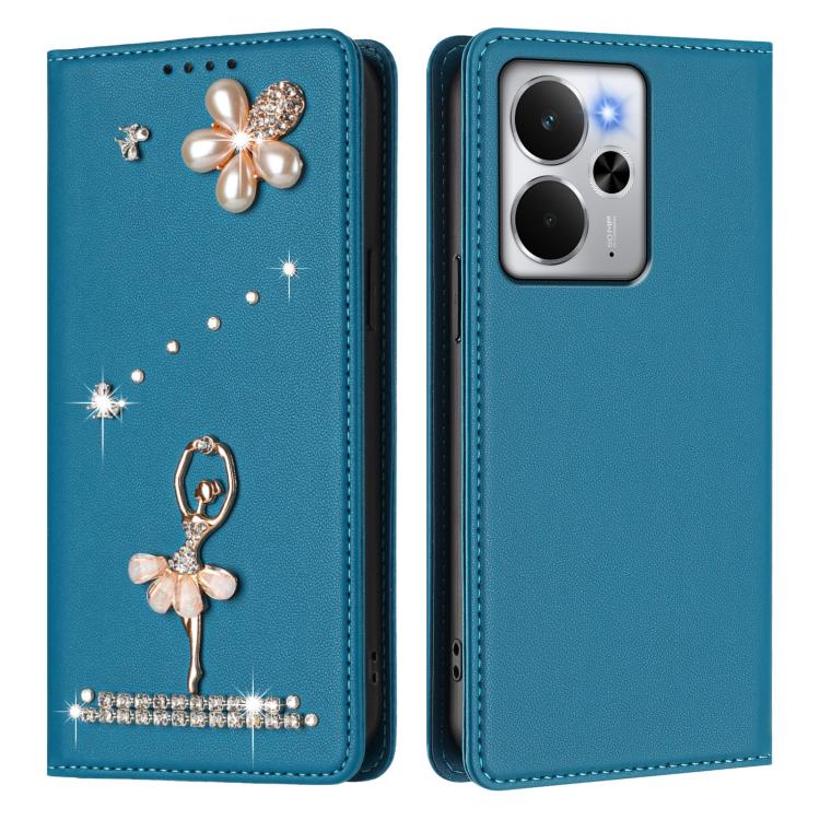 For Realme 13 Pro 5G Global Ballet Girl Diamond Studded RFID Vegan Leather Phone Case