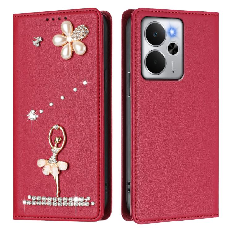 For Realme 13 Pro 5G Global Ballet Girl Diamond Studded RFID Vegan Leather Phone Case