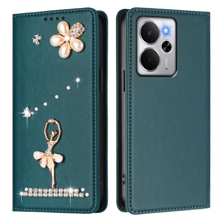 For Realme 13 Pro 5G Global Ballet Girl Diamond Studded RFID Vegan Leather Phone Case