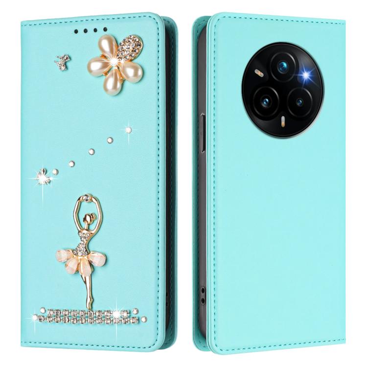 For Realme 14 Pro+ 5G Global Ballet Girl Diamond Studded RFID Vegan Leather Phone Case