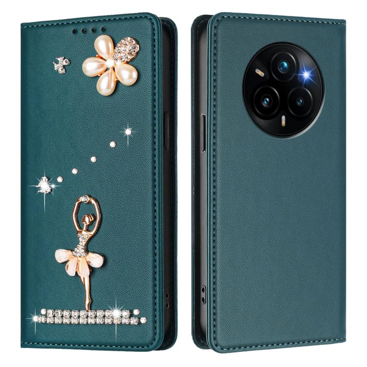 For Realme 14 Pro+ 5G Global Ballet Girl Diamond Studded RFID Vegan Leather Phone Case