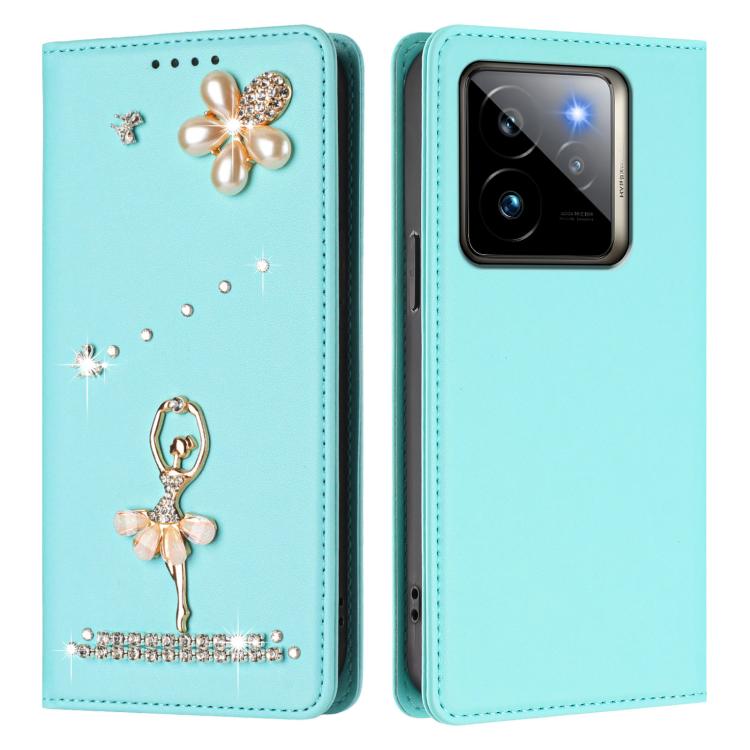 For Realme GT 7 Pro 5G / GT7 Pro Racing Ballet Girl Diamond Studded RFID Vegan Leather Phone Case