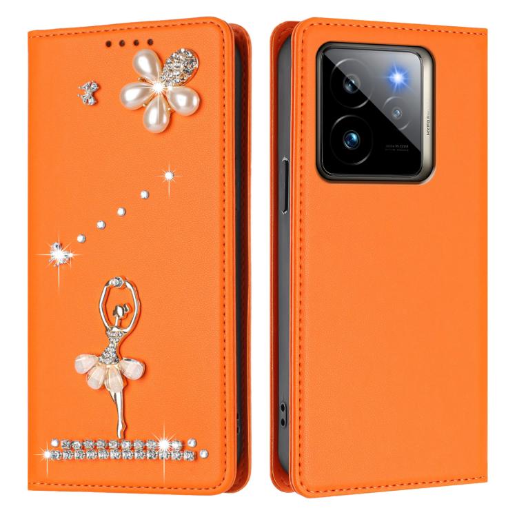 For Realme GT 7 Pro 5G / GT7 Pro Racing Ballet Girl Diamond Studded RFID Vegan Leather Phone Case