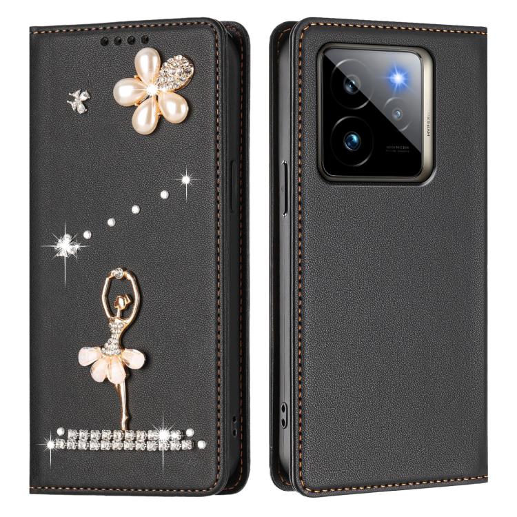 For Realme GT 7 Pro 5G / GT7 Pro Racing Ballet Girl Diamond Studded RFID Vegan Leather Phone Case