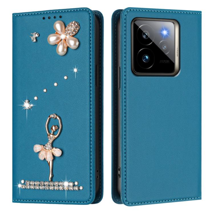 For Realme GT 7 Pro 5G / GT7 Pro Racing Ballet Girl Diamond Studded RFID Vegan Leather Phone Case