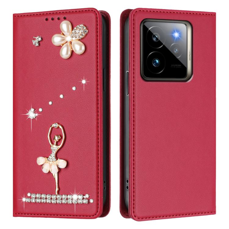 For Realme GT 7 Pro 5G / GT7 Pro Racing Ballet Girl Diamond Studded RFID Vegan Leather Phone Case