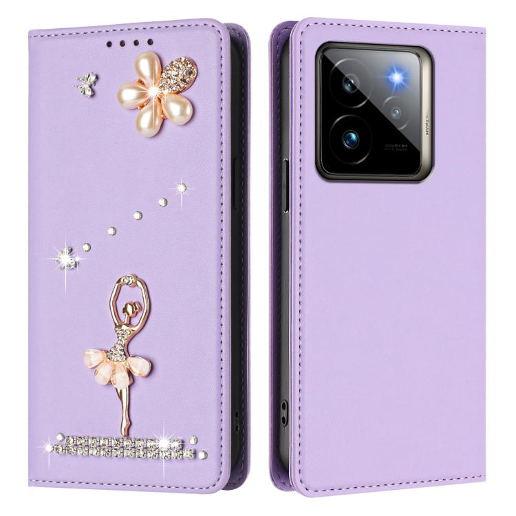 For Realme GT 7 Pro 5G / GT7 Pro Racing Ballet Girl Diamond Studded RFID Vegan Leather Phone Case