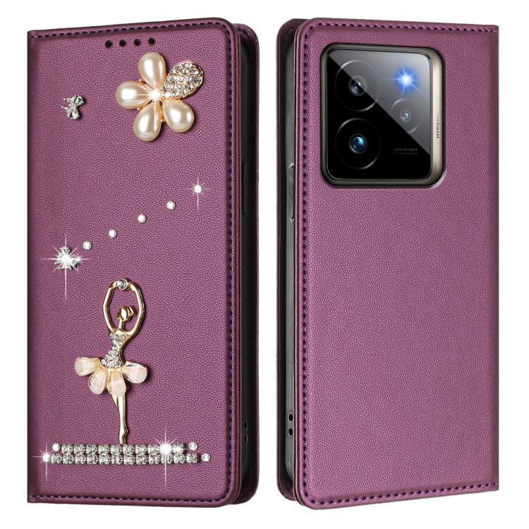 For Realme GT 7 Pro 5G / GT7 Pro Racing Ballet Girl Diamond Studded RFID Vegan Leather Phone Case