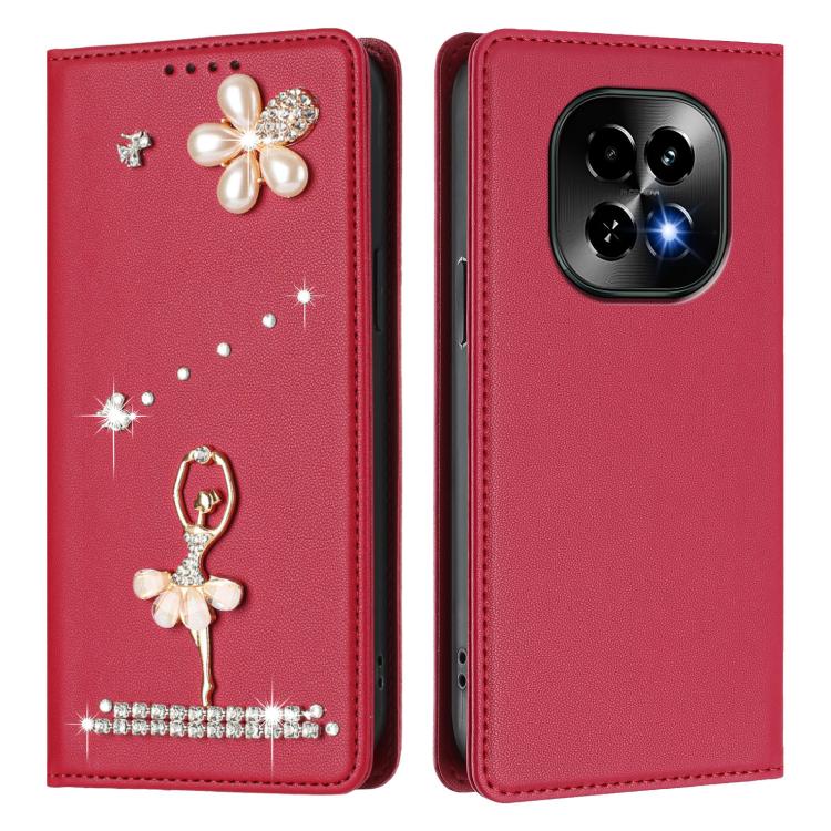 For Realme C63 5G Global Ballet Girl Diamond Studded RFID Vegan Leather Phone Case