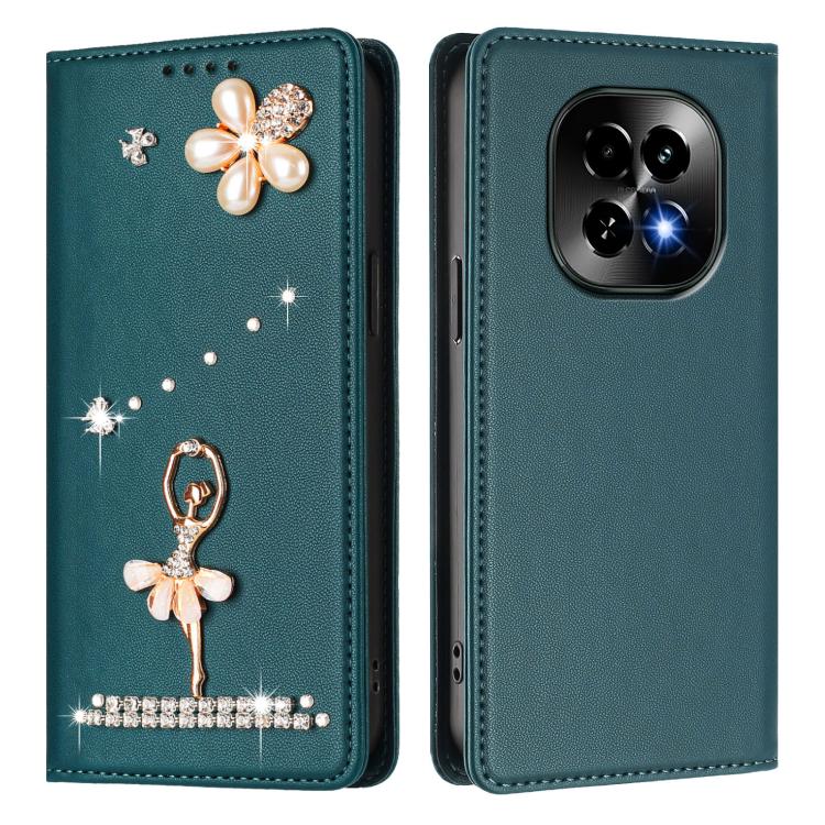 For Realme C63 5G Global Ballet Girl Diamond Studded RFID Vegan Leather Phone Case