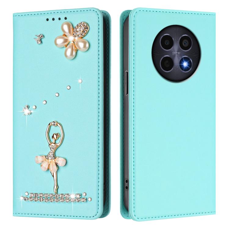 For Realme 12 5G Global / 12x 5G Global Ballet Girl Diamond Studded RFID Vegan Leather Phone Case
