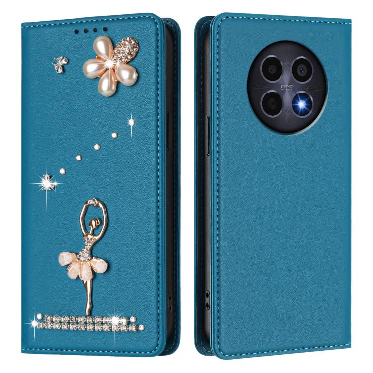 For Realme 12 5G Global / 12x 5G Global Ballet Girl Diamond Studded RFID Vegan Leather Phone Case