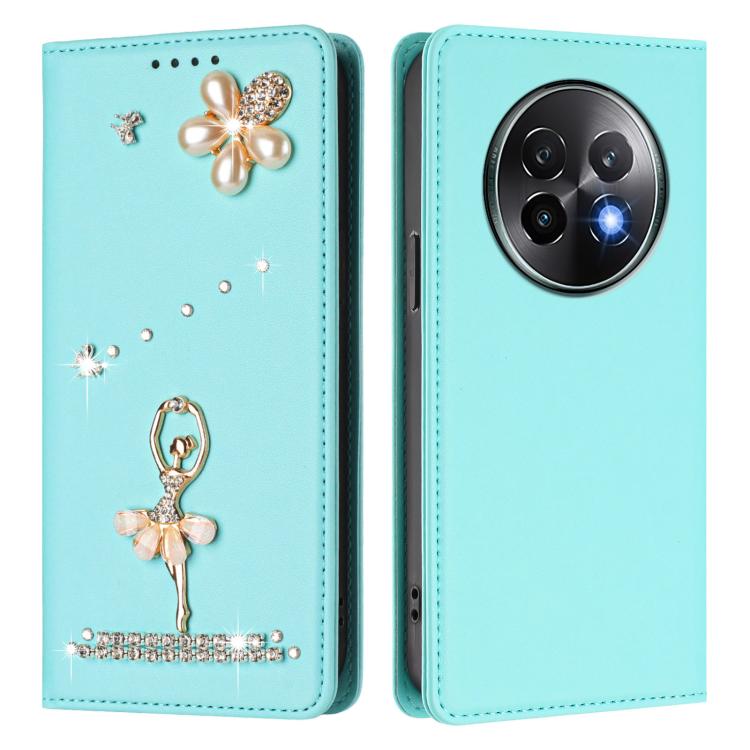 For Realme 13+ 5G Global Ballet Girl Diamond Studded RFID Vegan Leather Phone Case