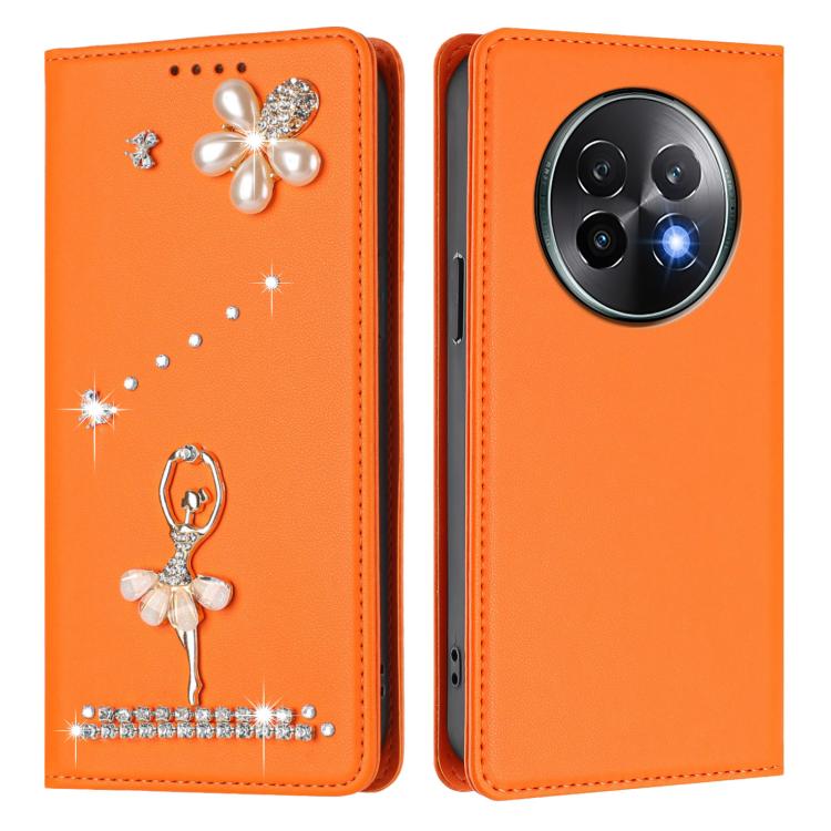 For Realme 13+ 5G Global Ballet Girl Diamond Studded RFID Vegan Leather Phone Case