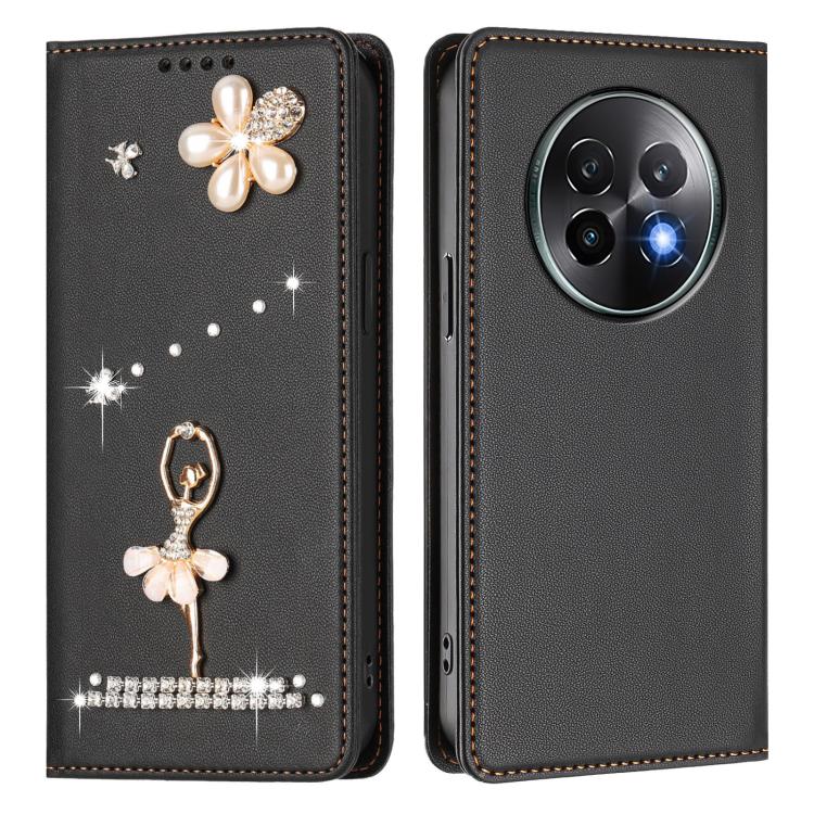 For Realme 13+ 5G Global Ballet Girl Diamond Studded RFID Vegan Leather Phone Case