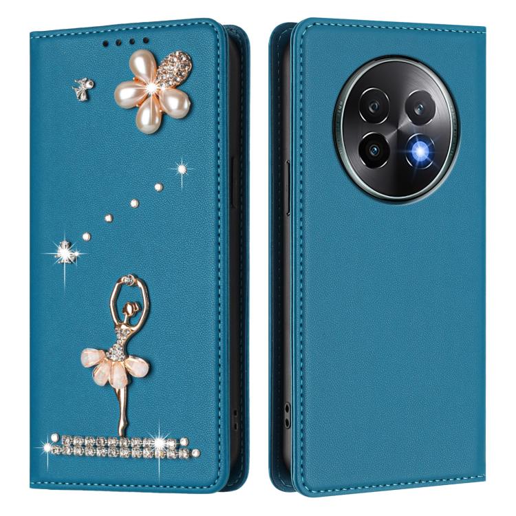 For Realme 13+ 5G Global Ballet Girl Diamond Studded RFID Vegan Leather Phone Case