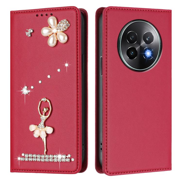 For Realme 13+ 5G Global Ballet Girl Diamond Studded RFID Vegan Leather Phone Case
