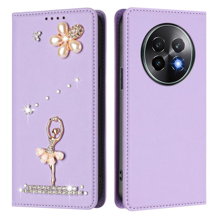 For Realme 13+ 5G Global Ballet Girl Diamond Studded RFID Vegan Leather Phone Case