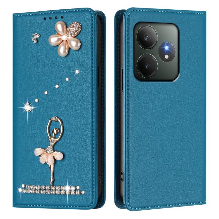 For Realme GT 6 5G Global Ballet Girl Diamond Studded RFID Vegan Leather Phone Case