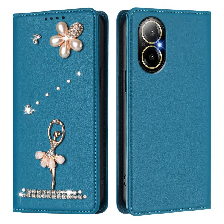 For Realme C67 4G Global Ballet Girl Diamond Studded RFID Vegan Leather Phone Case