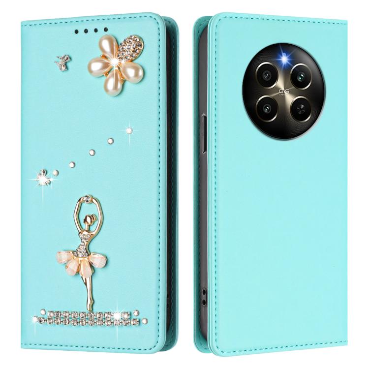 For Realme 12 Pro 5G / 12 Pro+ 5G Global Ballet Girl Diamond Studded RFID Vegan Leather Phone Case