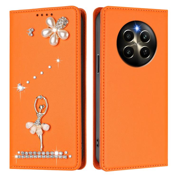 For Realme 12 Pro 5G / 12 Pro+ 5G Global Ballet Girl Diamond Studded RFID Vegan Leather Phone Case