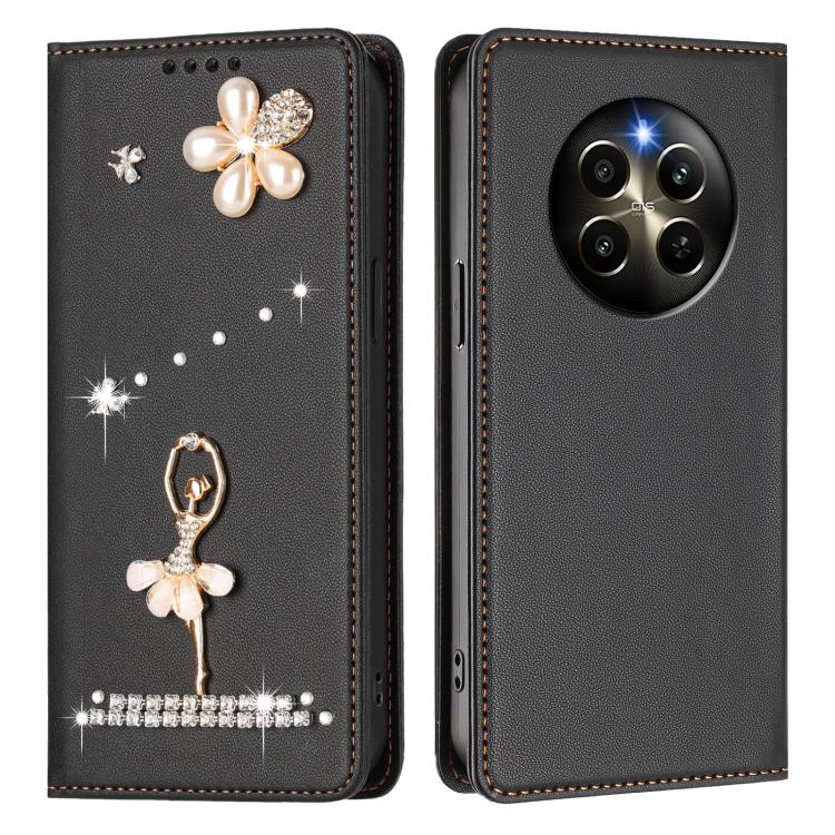 For Realme 12 Pro 5G / 12 Pro+ 5G Global Ballet Girl Diamond Studded RFID Vegan Leather Phone Case