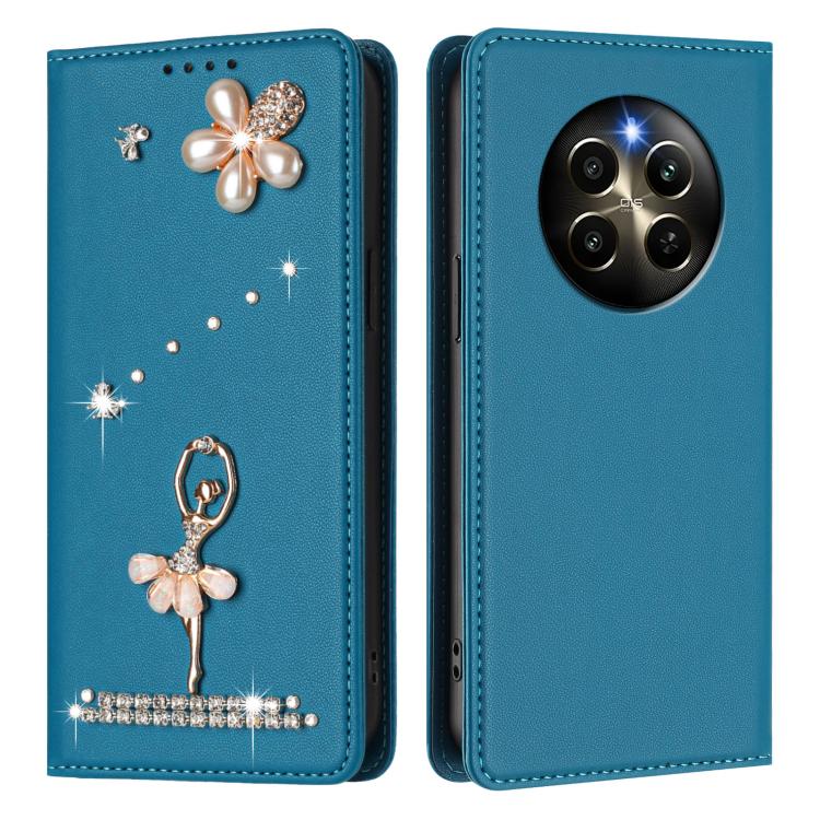 For Realme 12 Pro 5G / 12 Pro+ 5G Global Ballet Girl Diamond Studded RFID Vegan Leather Phone Case