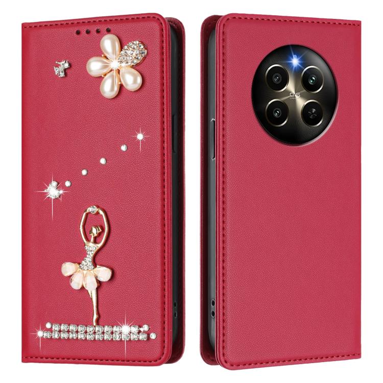For Realme 12 Pro 5G / 12 Pro+ 5G Global Ballet Girl Diamond Studded RFID Vegan Leather Phone Case