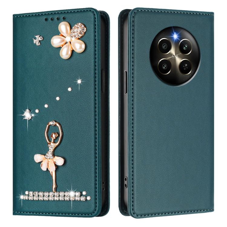 For Realme 12 Pro 5G / 12 Pro+ 5G Global Ballet Girl Diamond Studded RFID Vegan Leather Phone Case