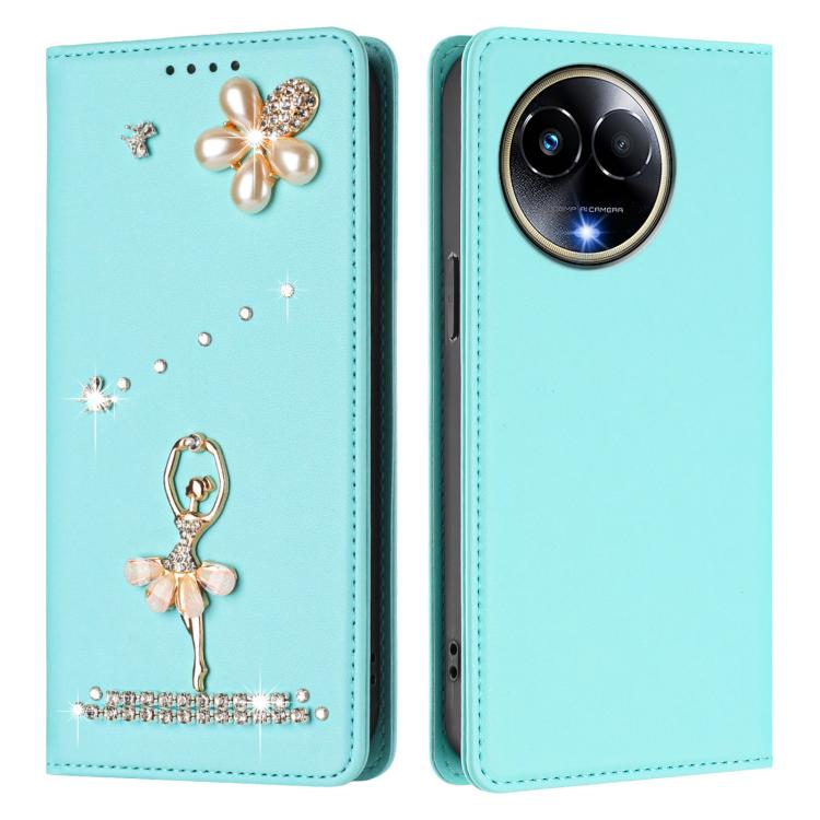 For Realme 11 5G Global / 11x 5G Ballet Girl Diamond Studded RFID Vegan Leather Phone Case