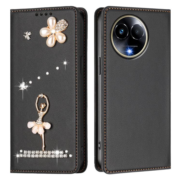 For Realme 11 5G Global / 11x 5G Ballet Girl Diamond Studded RFID Vegan Leather Phone Case