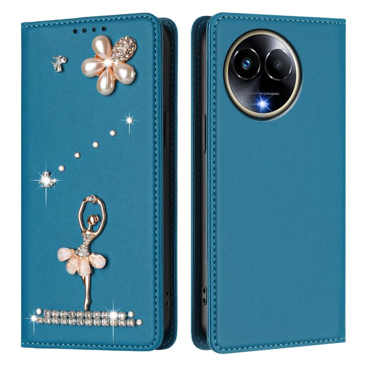 For Realme 11 5G Global / 11x 5G Ballet Girl Diamond Studded RFID Vegan Leather Phone Case