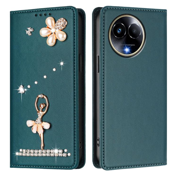 For Realme 11 5G Global / 11x 5G Ballet Girl Diamond Studded RFID Vegan Leather Phone Case