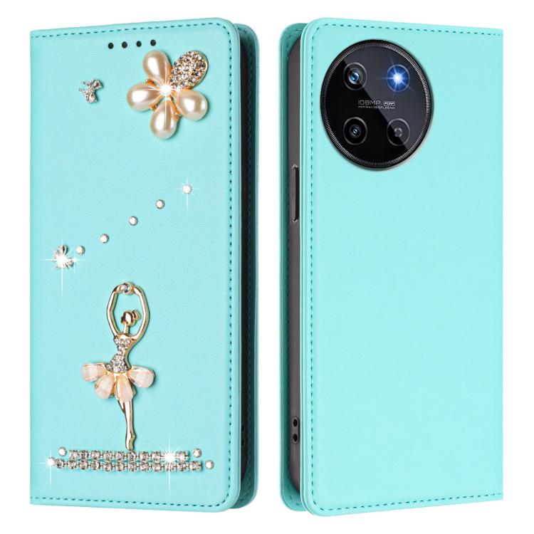 For Realme 11 4G Global Ballet Girl Diamond Studded RFID Vegan Leather Phone Case