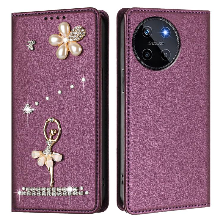 For Realme 11 4G Global Ballet Girl Diamond Studded RFID Vegan Leather Phone Case