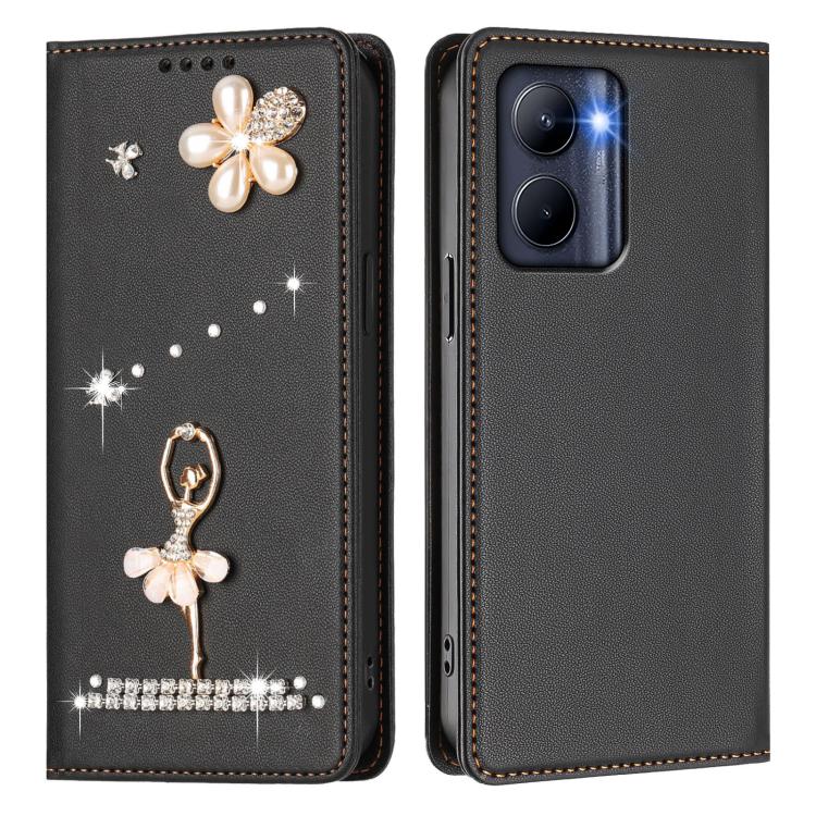 For Realme C33 2023 / C33 Ballet Girl Diamond Studded RFID Vegan Leather Phone Case